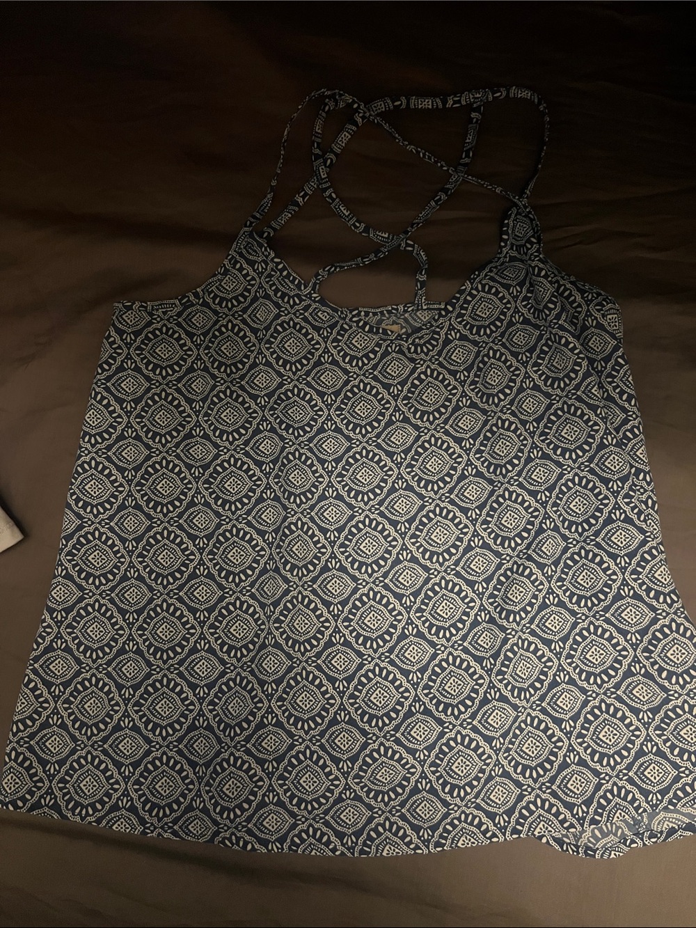 Hollister Navy and White Printed Strappy Camisole